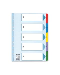 Esselte mylar hakemisto 1-5 a4 muovikieli monivärinen