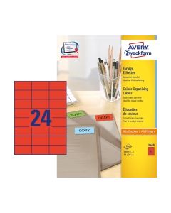 Avery 3448 monitoimitarra 70 x 37mm 24-osainen punainen