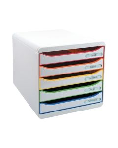 Exacompta big box plus -laatikosto 5-osainen valkoinen/monivärinen