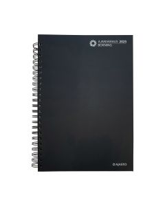 Ajasto ajanvaraus 2026 pöytäkalenteri parikierresidottu harmaa 210 x 297mm