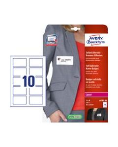 Avery l4785 nimitarra vaatteeseen 80 x 50mm valkoinen