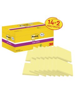 POST-IT SUPER STICKY VALUE PACK NOTES 76X76MM YELLOW - PACK OF 16 PADS