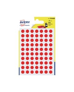 Avery PSA08R pyöreä tarra 8mm punainen, 1 kpl=490 tarraa