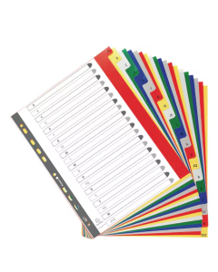 Exacompta coloured hakemisto a-z a4+ pp värikäs, hakemisto, kansioon hakemisto, välilehti, kirjain välilehti, kirjain hakemisto