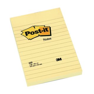 Post-it® viestilappu 102 x 152mm viivoitettu keltainen
