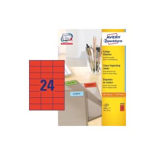 Avery 3448 monitoimitarra 70 x 37mm 24-osainen punainen