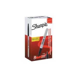 Sharpie fine huopakynä musta pyöreä 1mm kärki säästöpakkaus 20+4 kynää