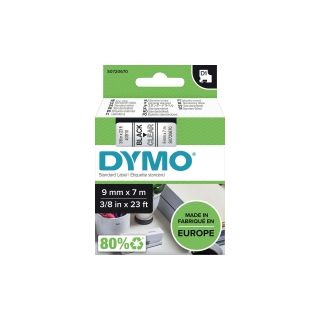 Dymo® nauha d1 9mm x 7m musta/kirkas