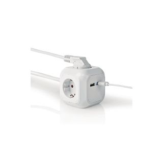 Nedis 4-osainen jatkojohto usb-portilla 1