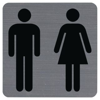Itsekiinnittyvä alumiiniefektinen kyltti Naisten/Miesten WC 7