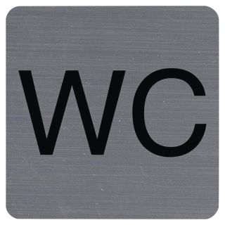 Itsekiinnittyvä alumiiniefektinen kyltti WC 7