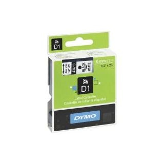 Dymo® nauha d1 6mm x 7m musta/valkoinen