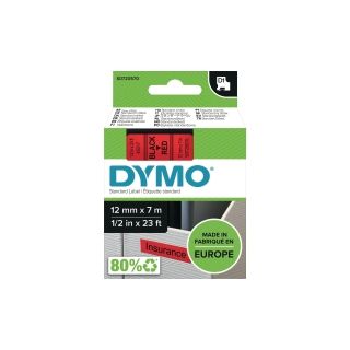 Dymo® nauha d1 12mm x 7m musta/punainen