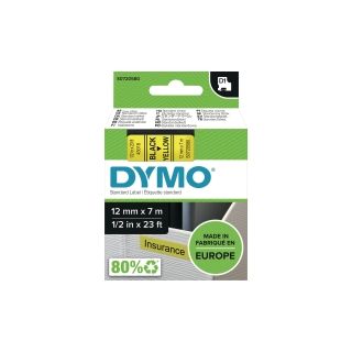 Dymo® nauha d1 12mm x 7m musta/keltainen