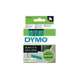 Dymo® nauha d1 12mm x 7m musta/vihreä