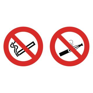 Liukuestepintainen PP-merkki Tupakointi ja höyryttely kielletty 10 cm