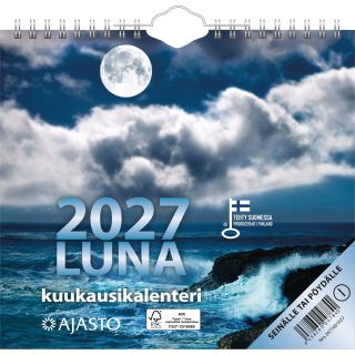 Luna – Seinäkalenteri – Ripustinreikä sekä pöytätuki