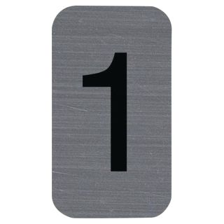 Itsekiinnittyvä alumiiniefektinen kyltti Numero 1 - 2