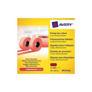 Avery hintaetikettirulla 26 x 16mm pysyvä punainen