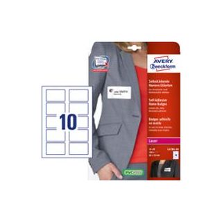 Avery l4785 nimitarra vaatteeseen 80 x 50mm valkoinen