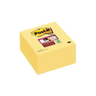Post-it® super sticky viestilappu 101 x 101mm viivoitettu kelt.