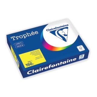 Clairefontaine Trophee 1029 väripaperi A4 160g voimakas kelt, 1kpl=250 arkkia
