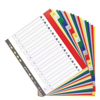 Exacompta coloured hakemisto a-z a4+ pp värikäs, hakemisto, kansioon hakemisto, välilehti, kirjain välilehti, kirjain hakemisto
