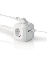 Nedis 4-osainen jatkojohto usb-portilla 1